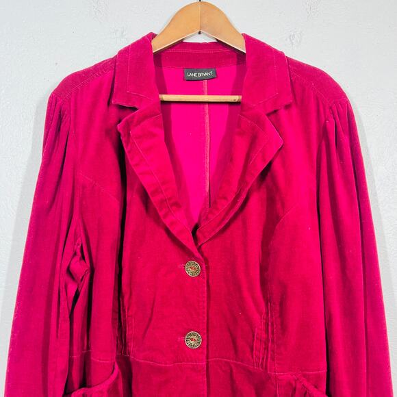 Lane Bryant Corduroy Blazer Stretch Red Micro Cord Career Casual - XXL - Picture 2 of 5